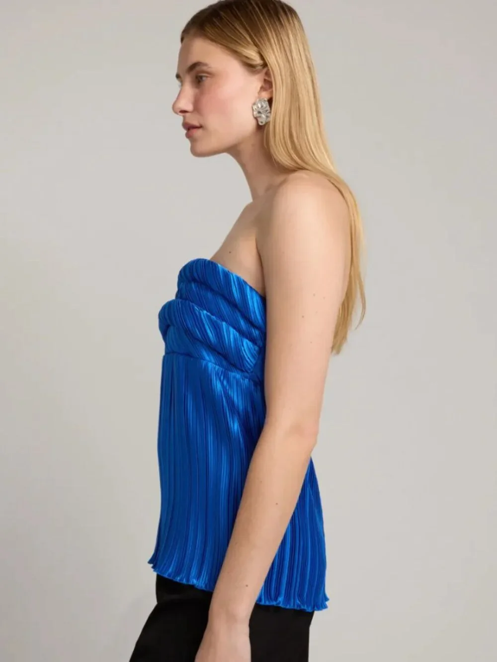 Lidee Vacances Strapless Pleated Top, Retails for $229, Royal Blue, US 4 AU 8